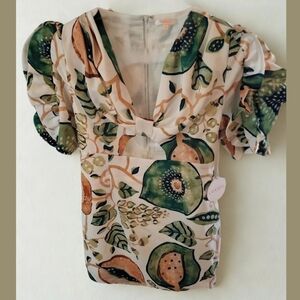 Luxxel NWT Printed Puff Sleeve Cutout Dress | Feminine Statement Mini | Size M